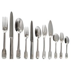 Puiforcat, Cutlery Flatware Set Louvois and Turenne Sterling Silver 162 Pieces