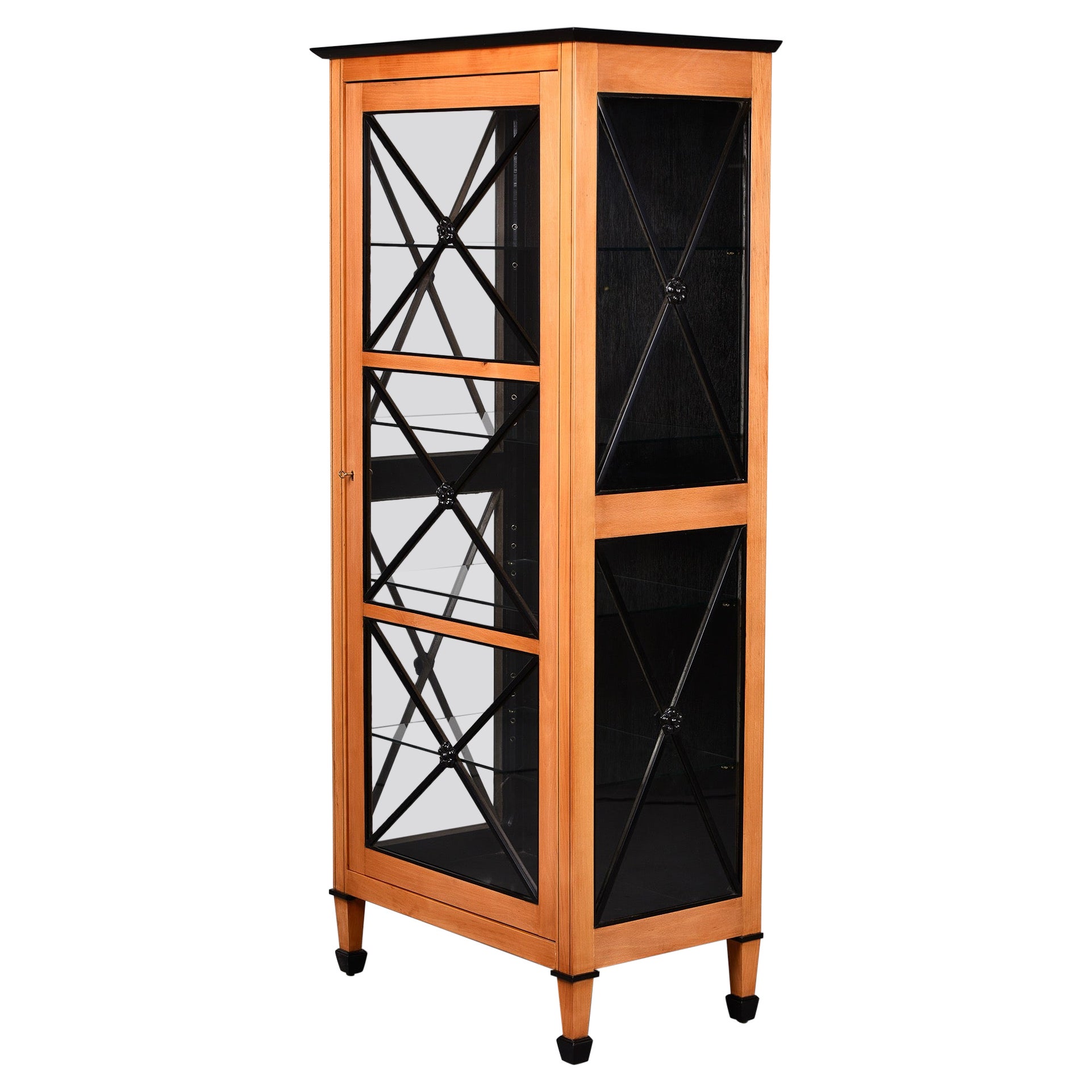 Tall Bespoke Deco Inspired Maple Glazed Cabinet For Sale