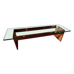 Mid-Century Modern Walnut with Architectural Glass Attributed to Founder's