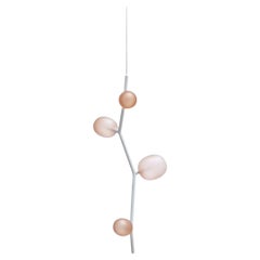 Koldova 'Ivy Vertical 4' Blown Light Pink Glass Pendant in White for Brokis