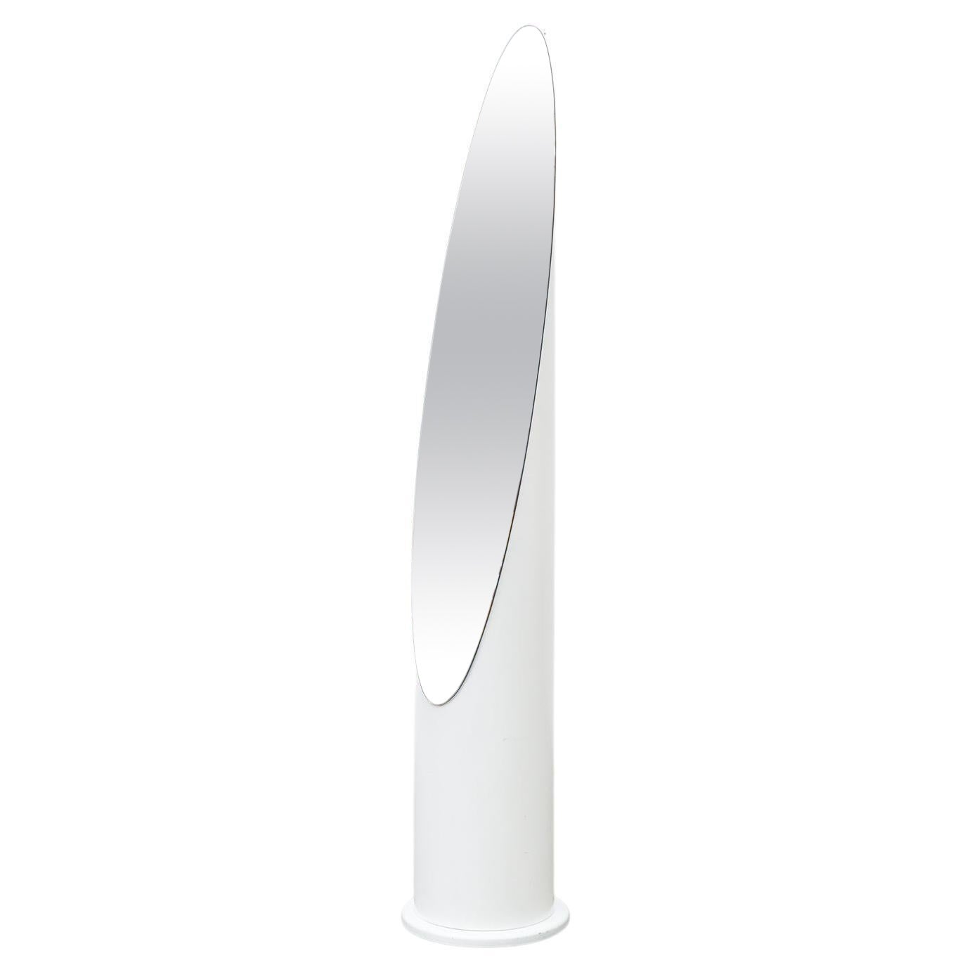 Roger Lecal Style White Lipstick Oval Standing Mirror For Sale