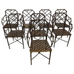 Retro Set of Eight Brown Jordan Calcutta Faux Bamboo Side Chairs