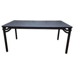 Retro Shanxi Province Black Lacquered Elm 6 Seat Dining Table