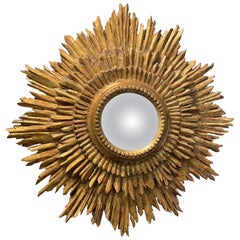 Timeless Giltwood Sunburst Italian Convex Mirror