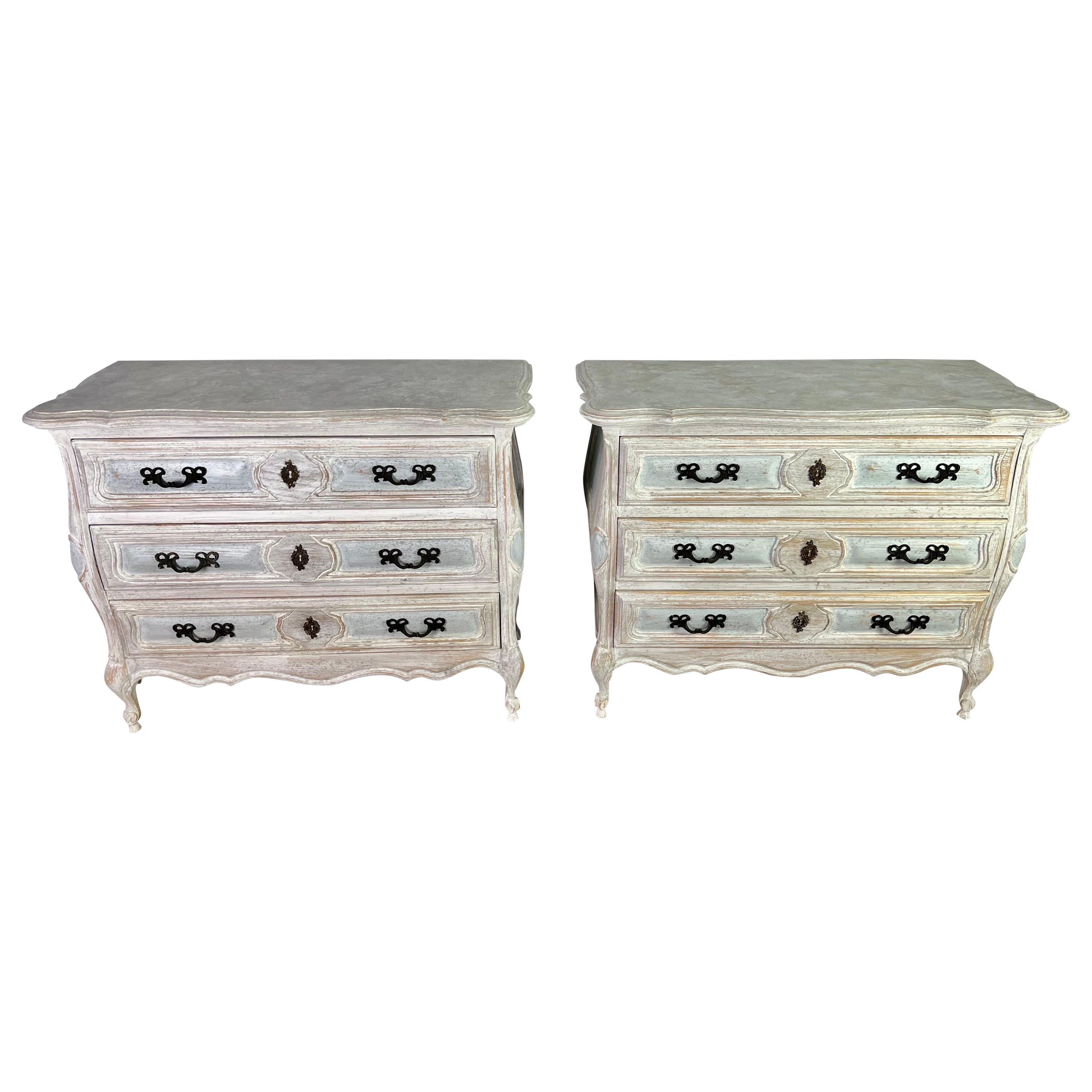 Pair of 1930’s French Louis XV Style Painted Commodes