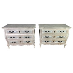 Vintage Pair of 1930’s French Louis XV Style Painted Commodes