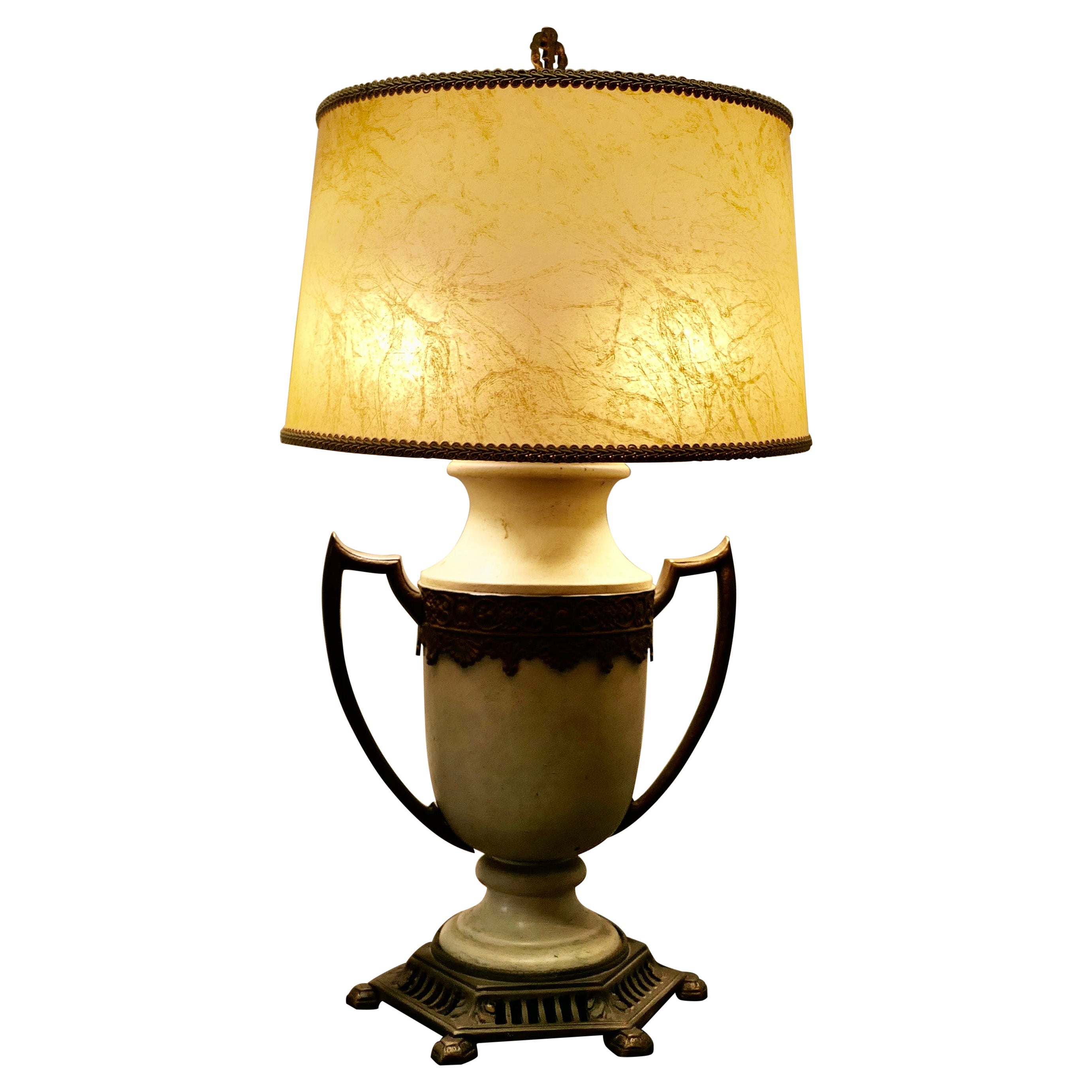 A Large French Toleware and Brass Table Lamp  For Sale