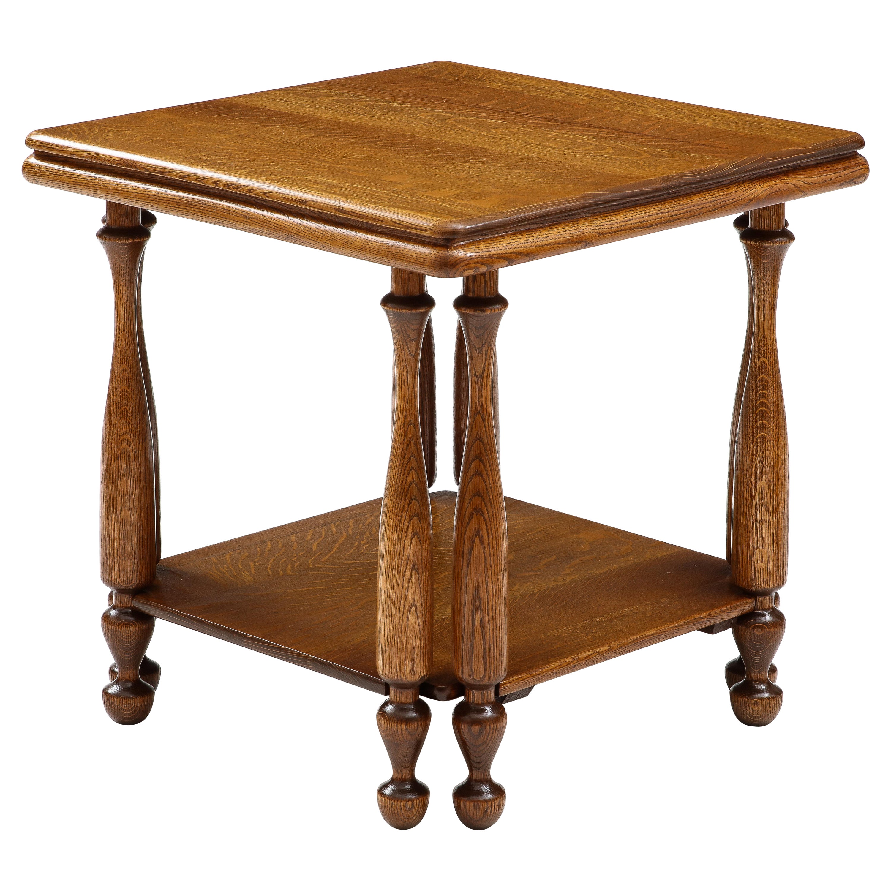 1940's French Two Tier Large Oak Side Table