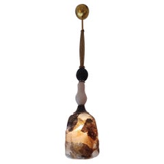 Brown and smocked gold Murano glass pendant