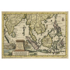 Auffällige antike Karte mit Schwerpunkt auf der Malay-Halbinsel
