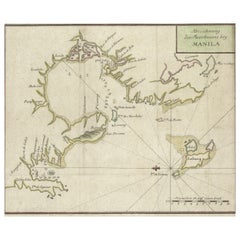 Antike Karte der Bucht von Manila, Hauptstadt der Philippinen