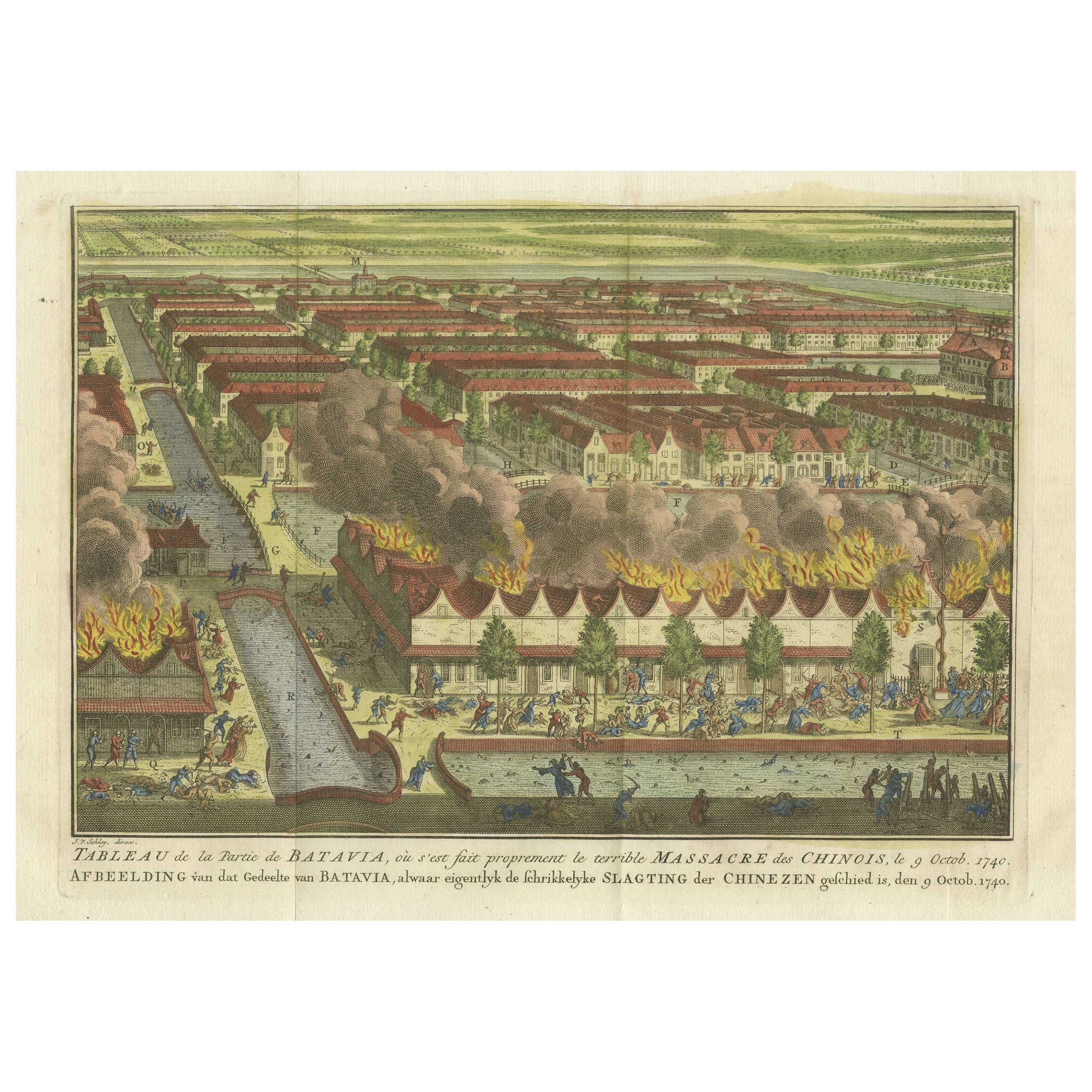 Antique Print of the Batavia Massacre 'Present-Day Jakarta', Indonesia