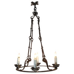 French Circular Hand-Wrought Iron Chandelier. 19th Century