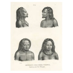 Antique Print of Tattooed Natives of Tikopia, Solomon Islands