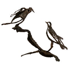 Vintage Miguel Van Esso Brutalist Iron Birds Sculpture