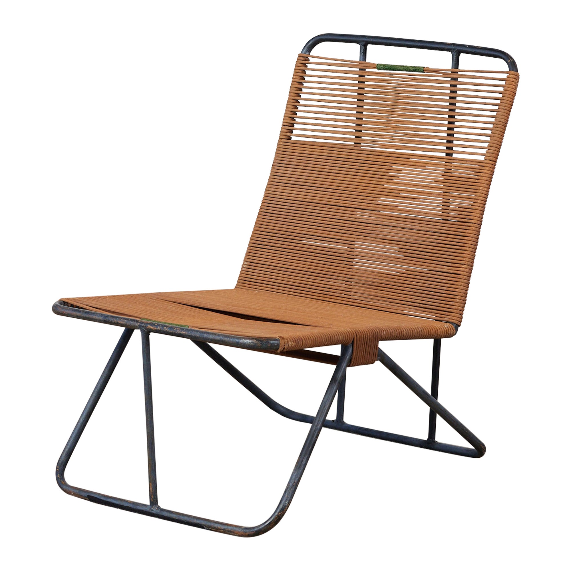 Steel Patio Lounge Chair in the Style of Walter Lamb