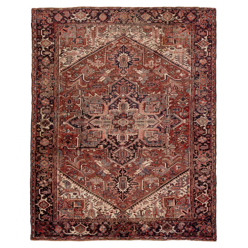 Antique Persian Heriz Rug, Rust Colored, No Medallion, Wool, 1915 For ...