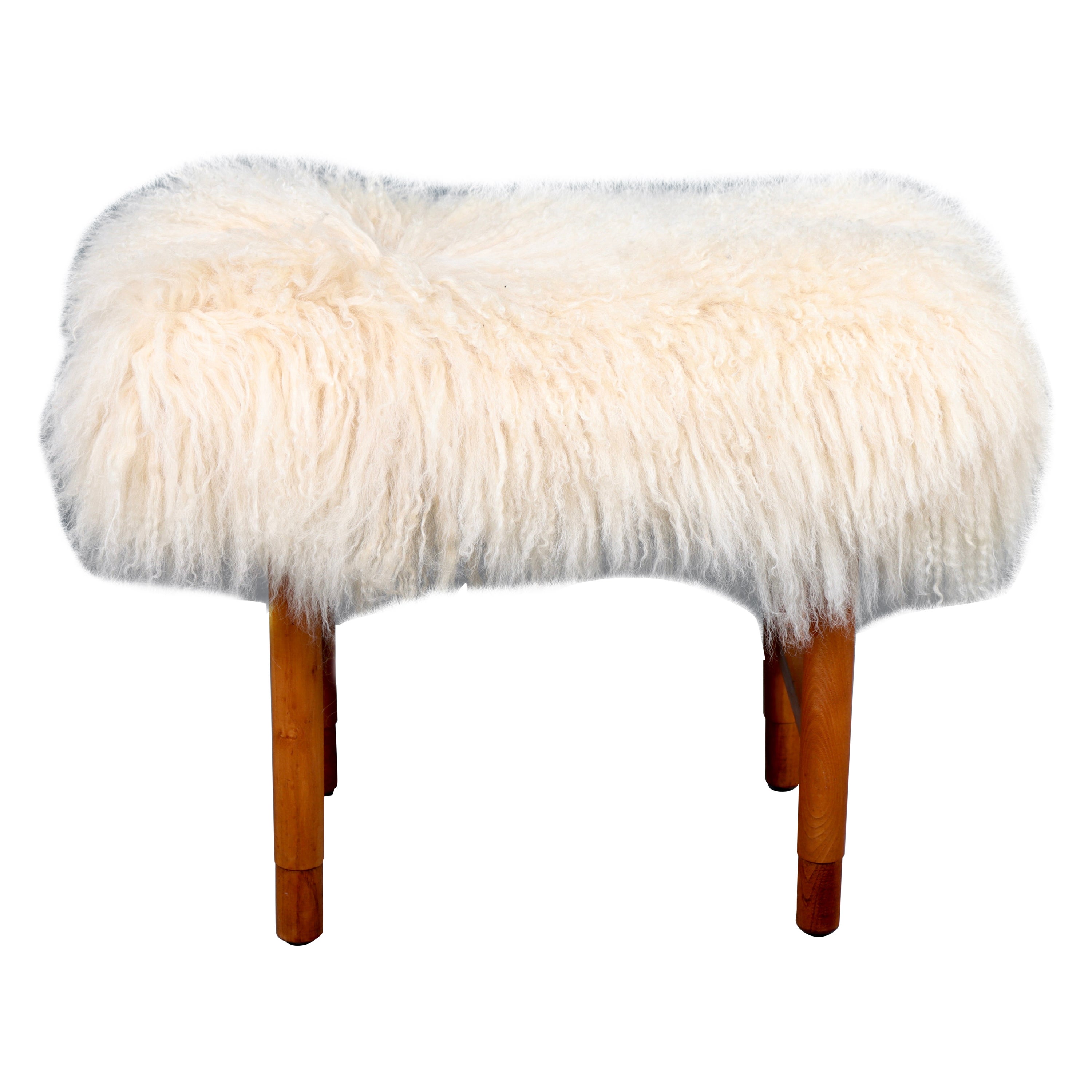 Stool with Sheepskin, Made in Denmark, 1950s For Sale