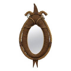 Vintage Large 1960’s Rope Mirror by Audoux And Minet  