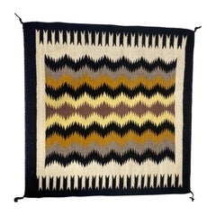 Vintage Native American Navajo Handwoven Wool Geometric Rug Mat