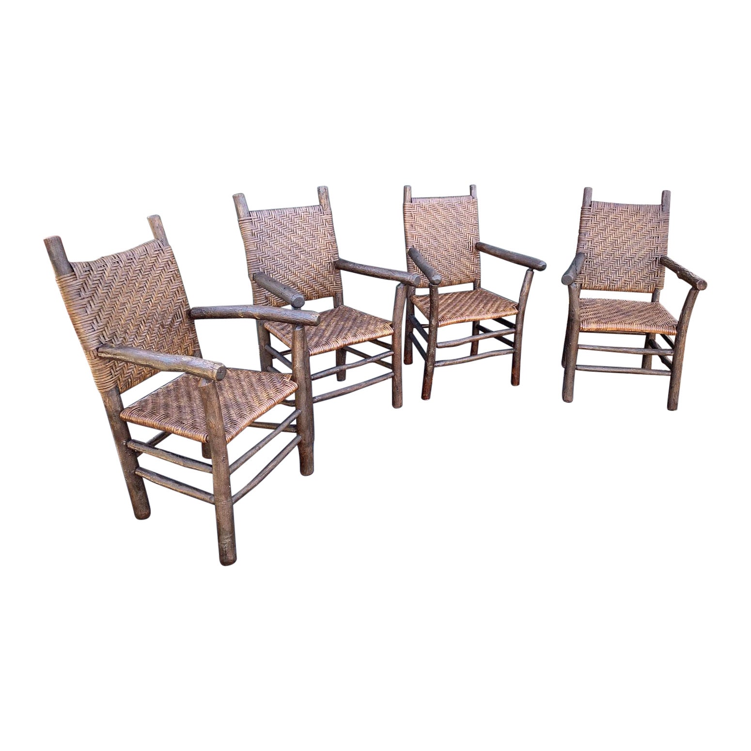 Signed Old Hickory Set of  Four Armchairs