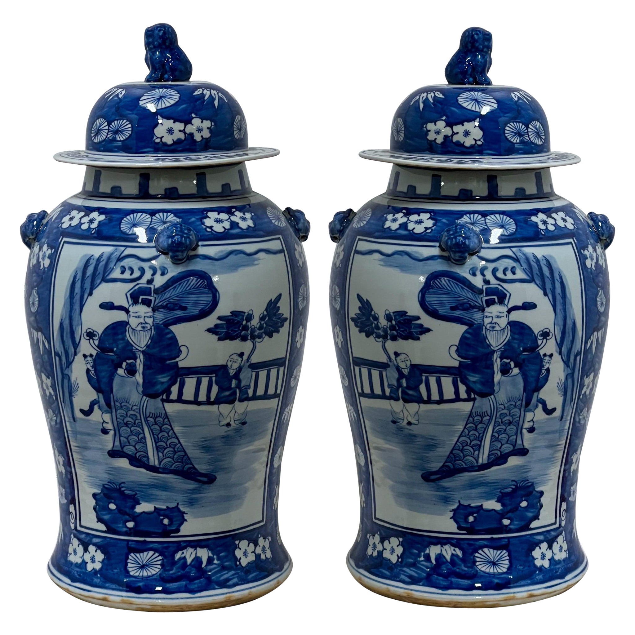Massive Delft Blue and White Ginger Jars Made Late 19thEarly 20th Century, Pair at 1stDibs