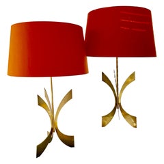 Pair of Sculptural Brass Table Lamps Attributed to Maria Pergay, France 1970