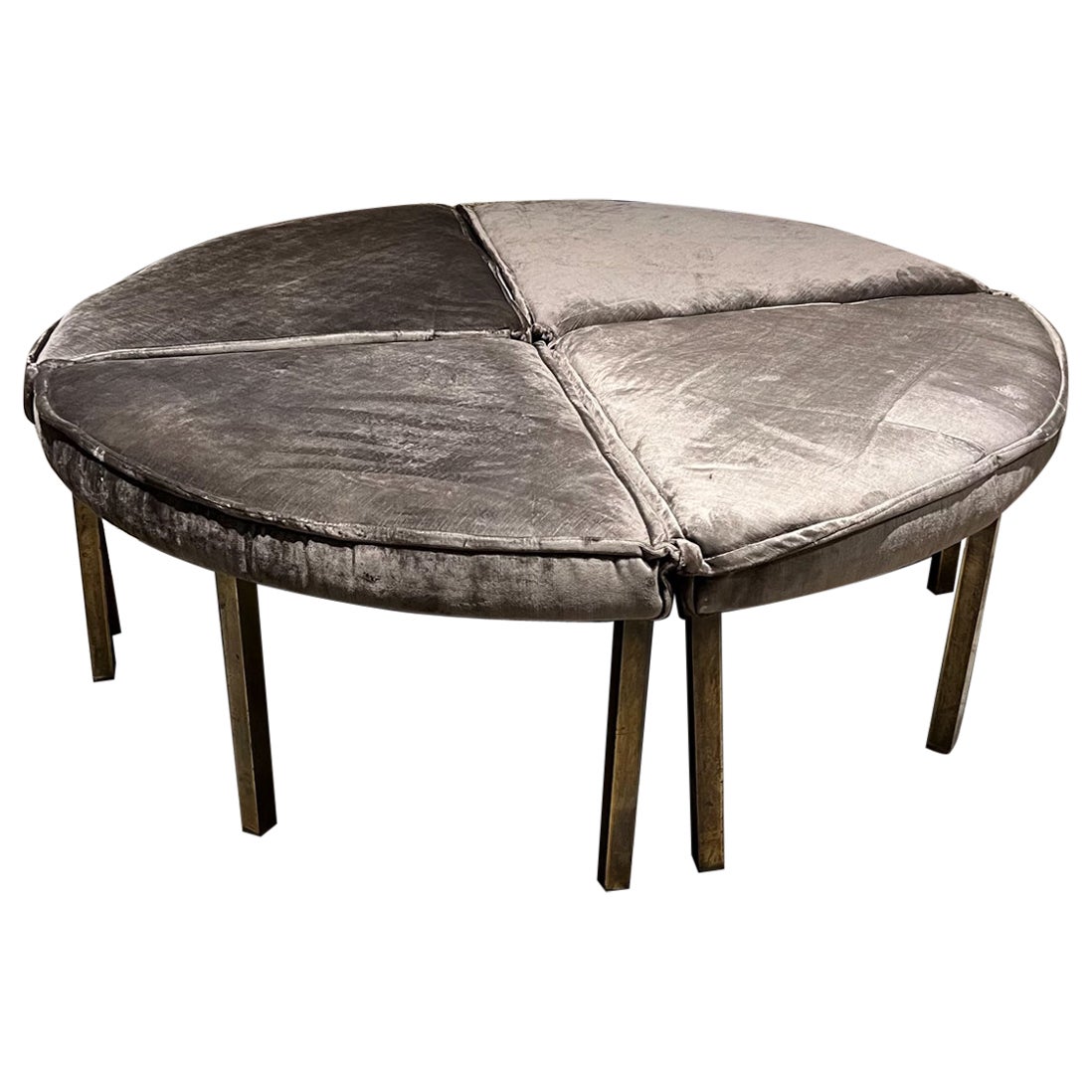 Mid-20th Century 1950s Style Edward Wormley Dunbar Round Gray Sectioned Bench  For Sale