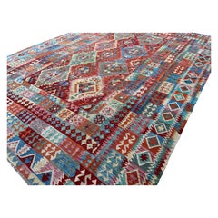 10x13 Handgeknüpfter afghanischer Kelim-Teppich Premium Handgesponnen Afghanischer Wolle Fair Trade