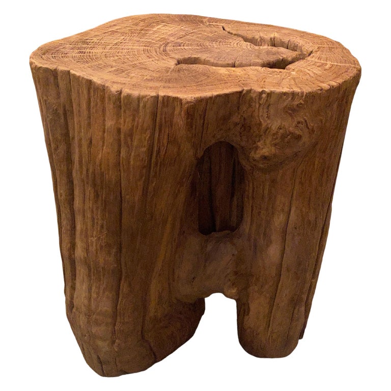 Andrianna Shamaris Organic Teak Wood Side Table or Pedestal For Sale