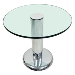 Vintage Round Chrome and Glass Center Table