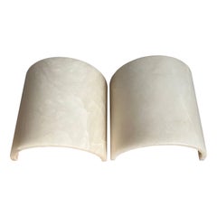 Great Pair of Art Deco Style Alabaster Up & Down Light Wall Sconces / Fixtures