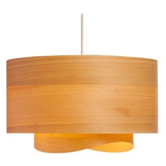 HALF BOWEN, lustre suspendu en bois de cyprès moderne du milieu du siècle dernier