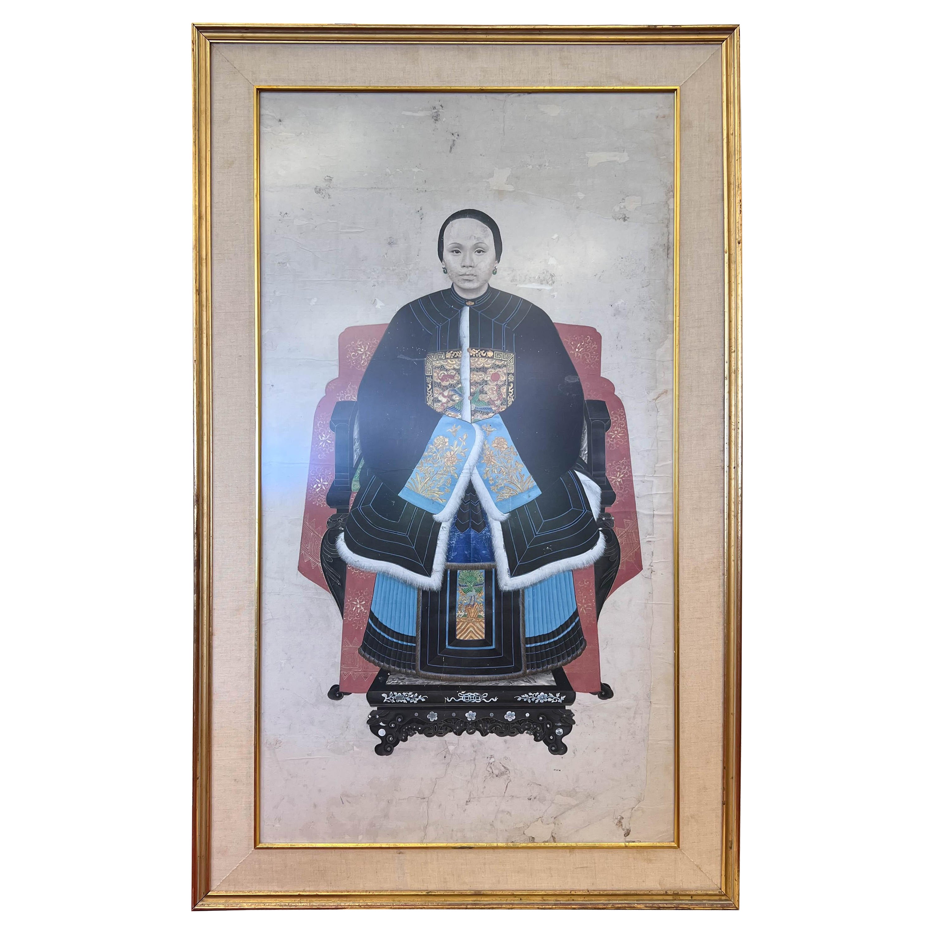 19th Century Qing Dynasty Ancestor Portrait 