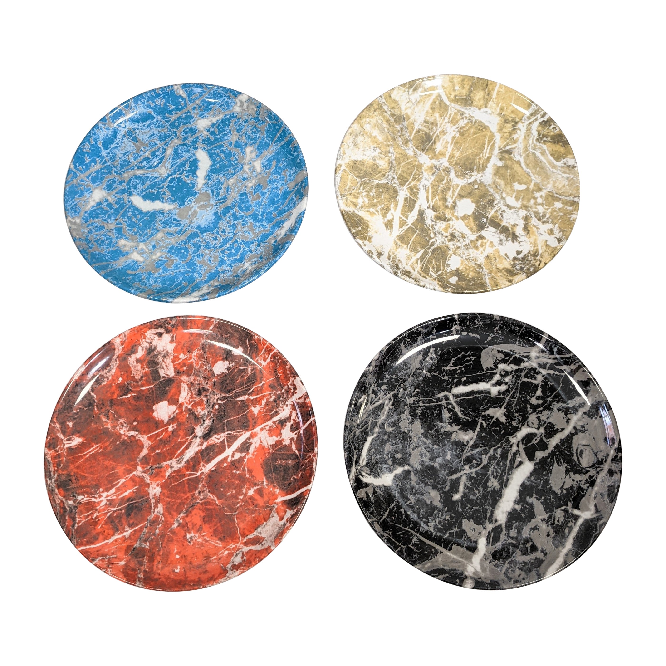 Set of 4 Italian Faux Marble Plates For Sale