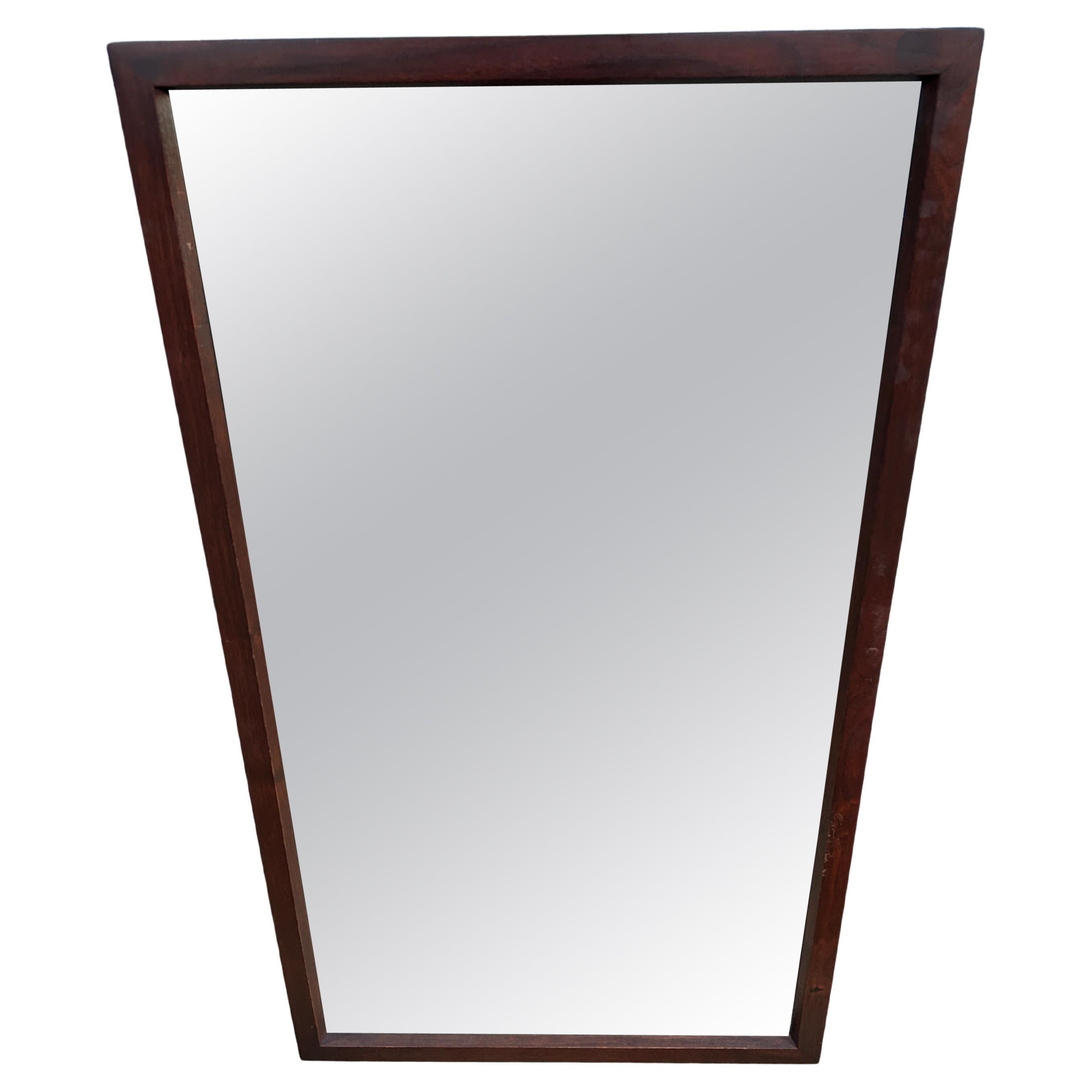 Mid-Century Modern Solid Walnut Framed Wall Mirror John Stuart For Sale