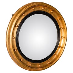 Miroir hublot ancien, anglais, convexe, décoratif, hall, salon, Régence