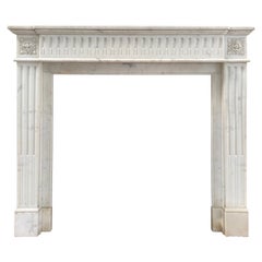 Antique French White Carrara Marble Fireplace surround 
