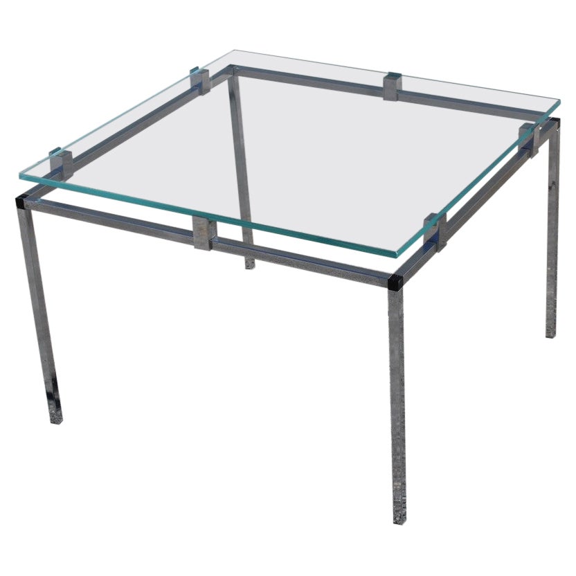 Coffee and Cocktail Tables italian Design Minimal steel Glass Top Square 1970 For Sale