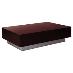Chelmsford Lacquered Steel and Glass Coffee Table in Oxblood Red