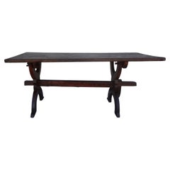 Table à tréteaux en noyer italienne du XVIIIe siècle