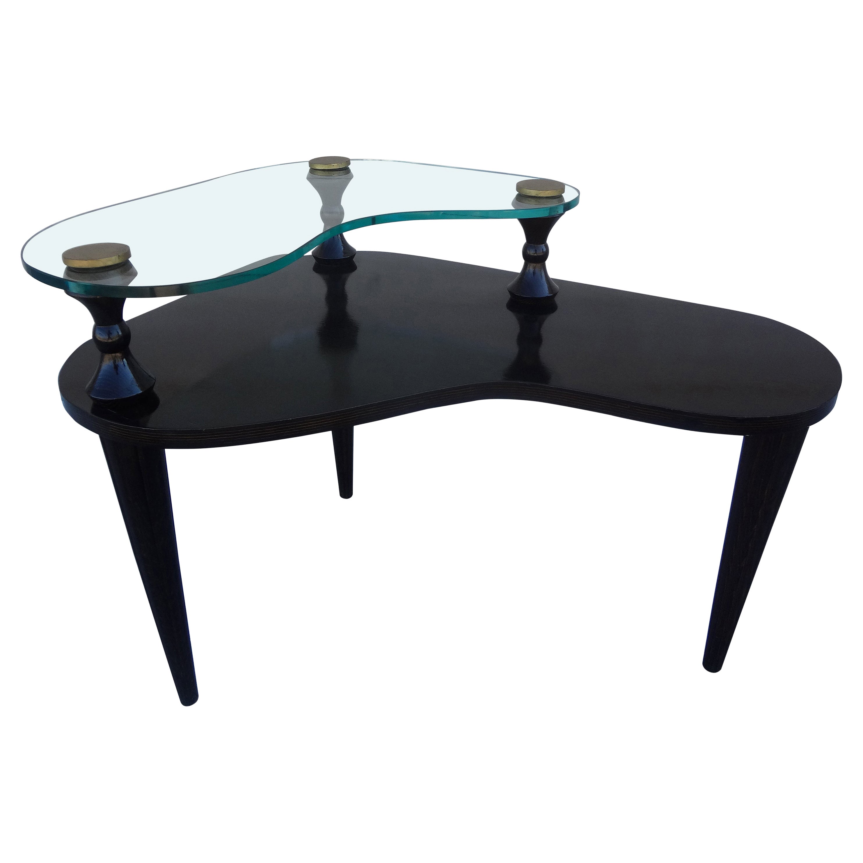 French Modern Cerused Two Tiered Table For Sale