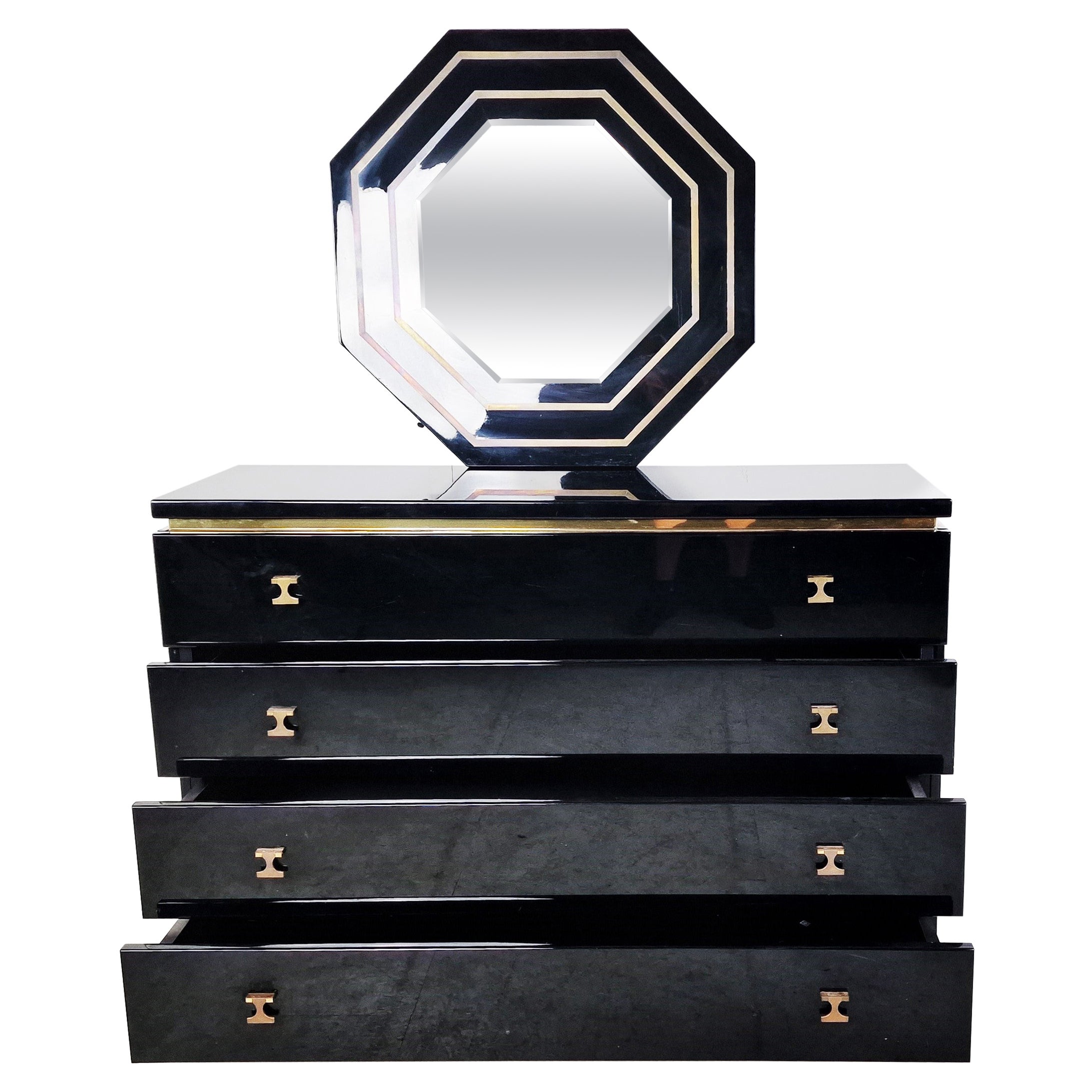 Jean Claude Mahey Chest of Drawers with Mirror, 1970s