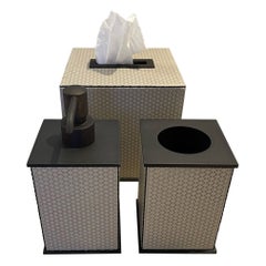 Giobagnara Contemporary Firenze Leather and Black Metal Bathroom Vanity Set