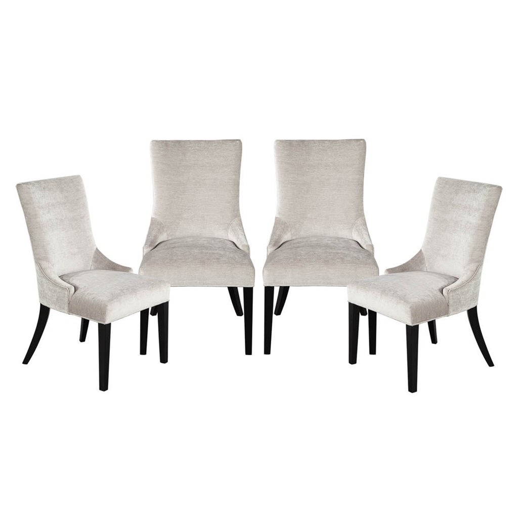 Set of 4 Modern Side Chairs in Textured Gray Fabric Opus Chairs