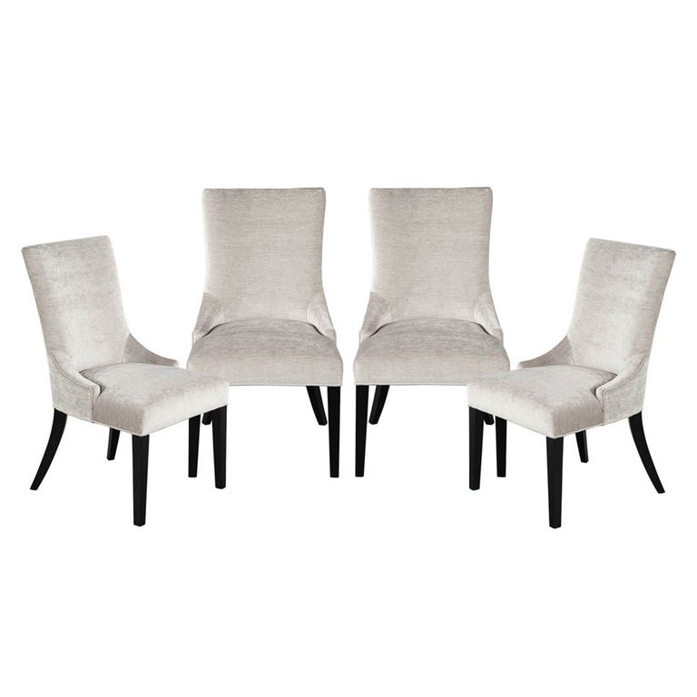 Set of 4 Modern Side Chairs in Textured Gray Fabric Opus Chairs For Sale