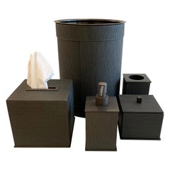 Giobagnara Contemporary Firenze Leather and Bronze Metal Bathroom Vanity Set 