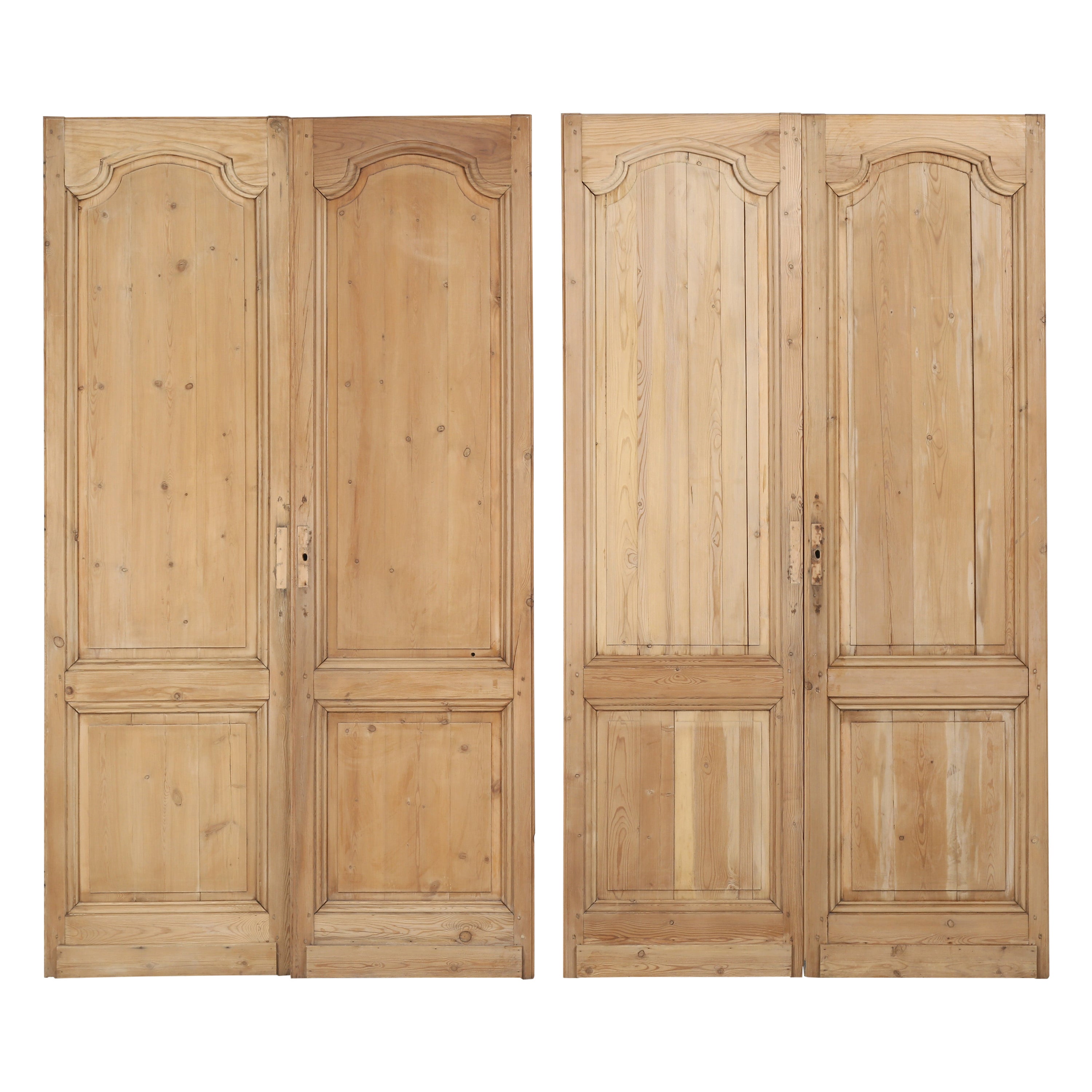 Antique '2' Pairs of French Doors From Toulouse Region Stripped to Raw Wood