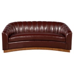 Custom Curved Channel Back Leather Sofa by Carrocel