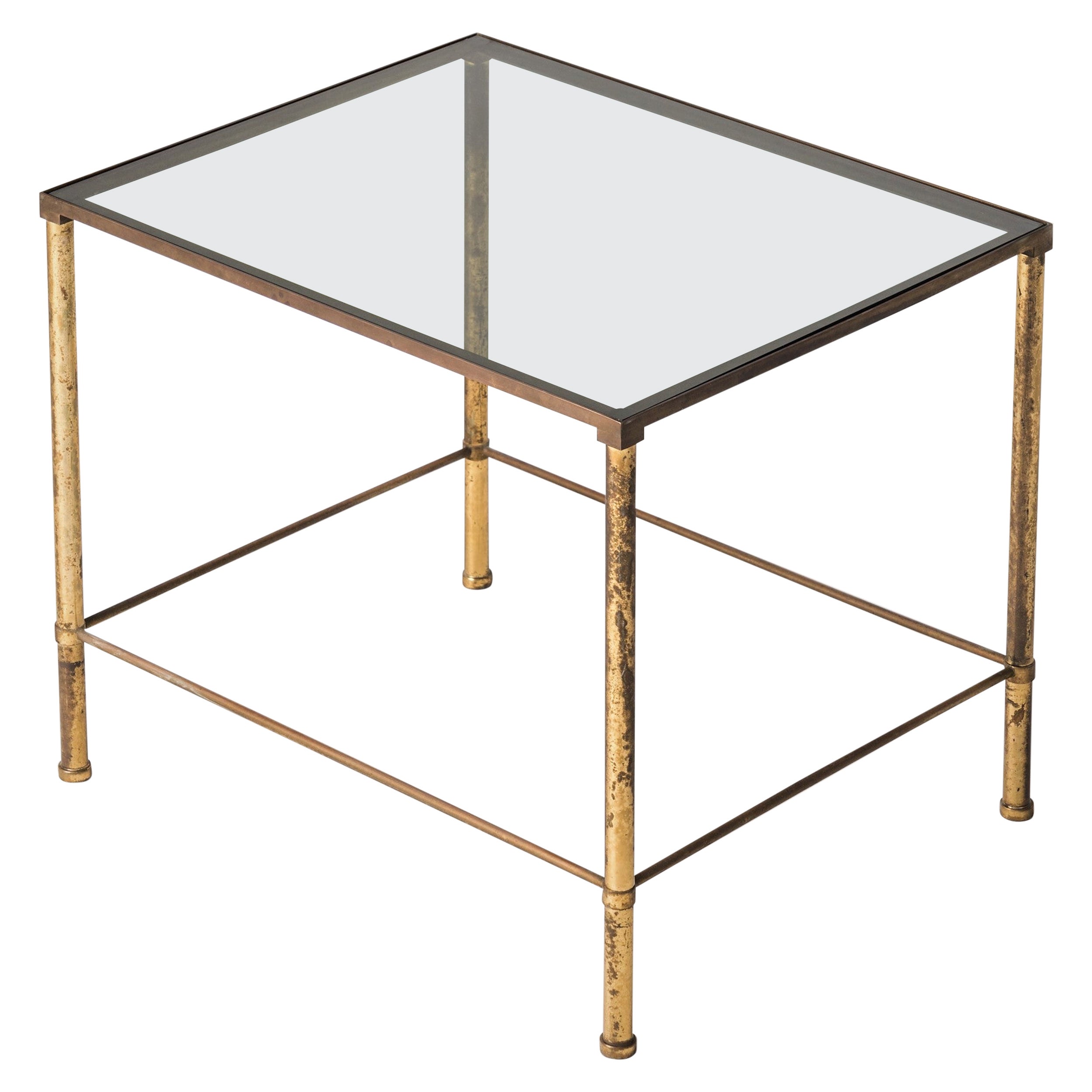 Patinated Brass Side Table, Italy, 1970's For Sale
